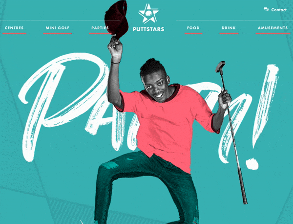 man jumping in air against text background